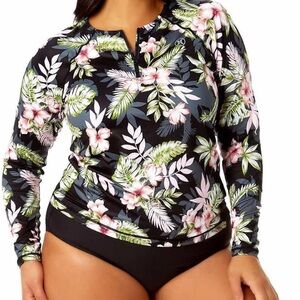 Hurley Tropical Print Rash Guard Size Large